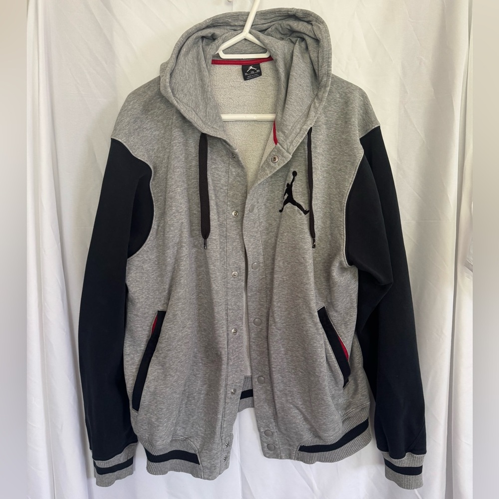 Vintage Jordan Gray and Black Hoodie Jacket